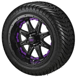 12" Revenge Matte Black Wheel on LSI Elite Tires w/Colored Inserts