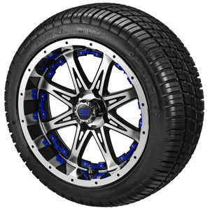12" Revenge Black/Machined Wheel on Deli Tires w/Colored Inserts