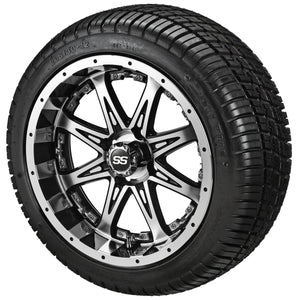 12" Revenge Black/Machined Wheel on Deli Tires w/Colored Inserts