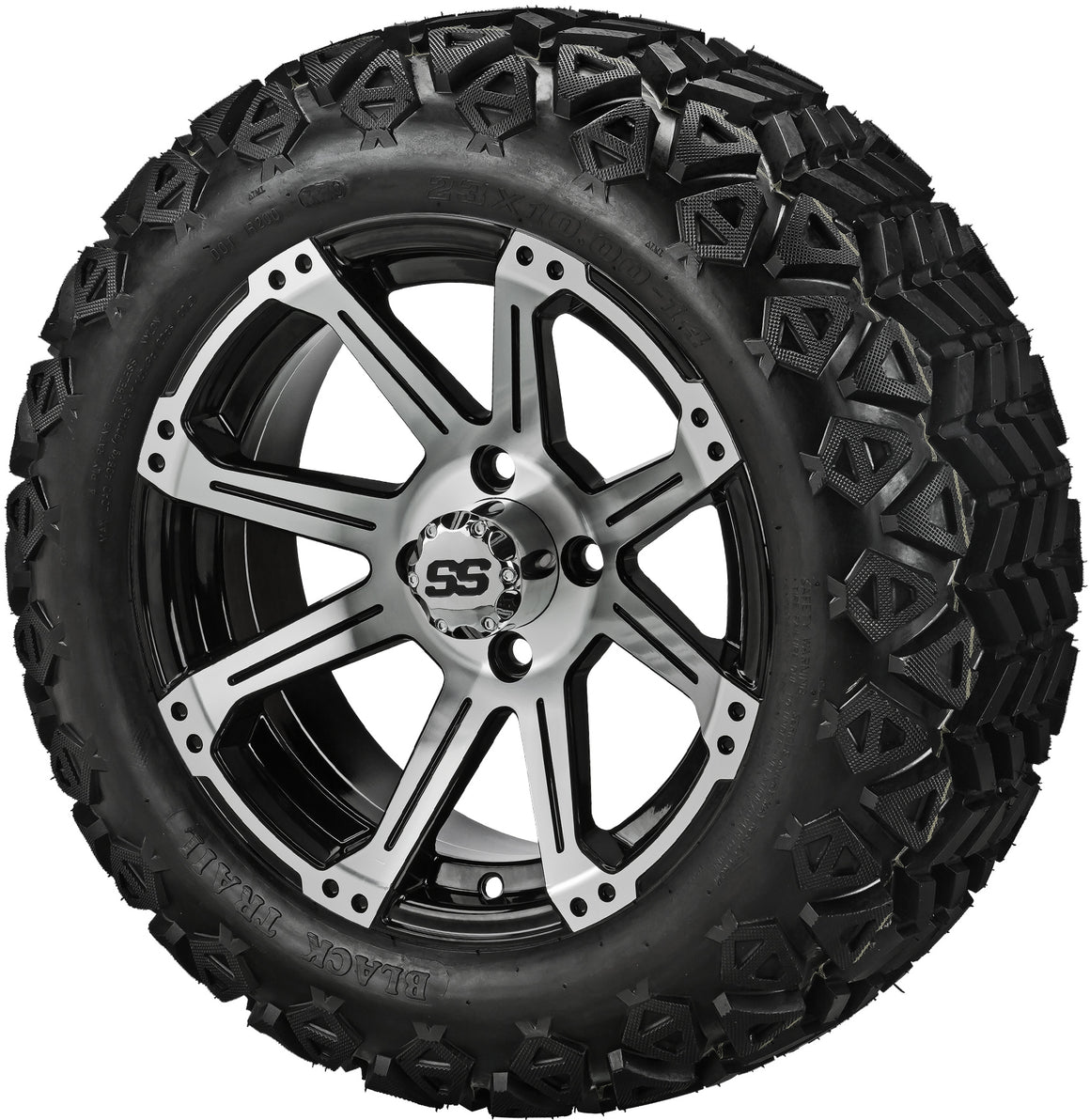 14" Rampage Wheels on 23x10.00-14 Black Trail Tires Combo
