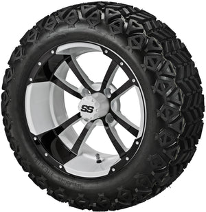 14" Maltese Cross Wheels on 23x10.00-14 Black Trail Tires Combo