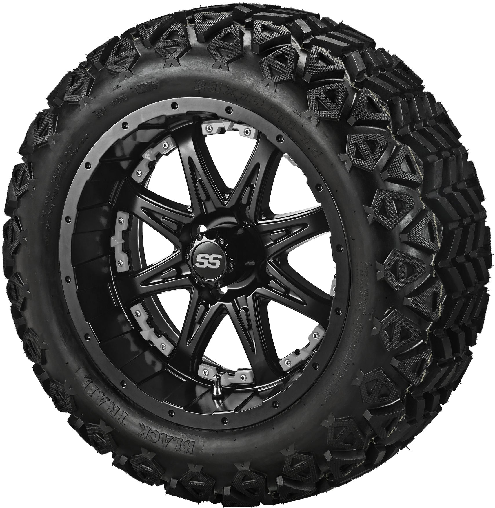 14" Revenge Matte Black Wheels & Tires Combo w/Colored Inserts