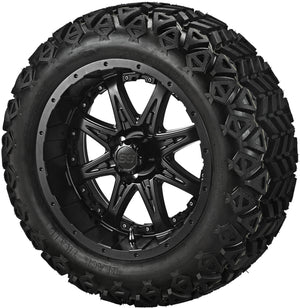 14" Revenge Matte Black Wheels & Tires Combo w/Colored Inserts