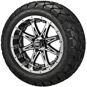14" Revenge Black/Machined Wheels & Tires Combo w/Colored Inserts