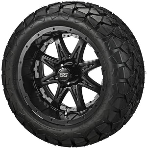 14" Revenge Matte Black Wheels & Tires Combo w/Colored Inserts