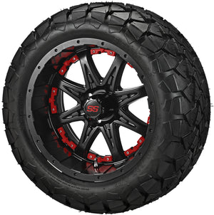 14" Revenge Matte Black Wheels & Tires Combo w/Colored Inserts
