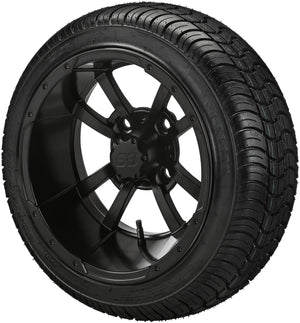 15" Maltese Cross Matte Black on 205/35R15 LSI Elite Radial Tires