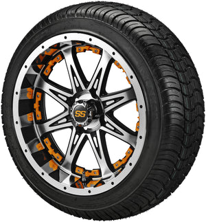 14" Revenge Black/Machined Wheels & Tires Combo w/Colored Inserts