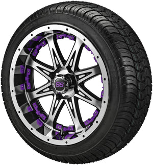 14" Revenge Black/Machined Wheels & Tires Combo w/Colored Inserts