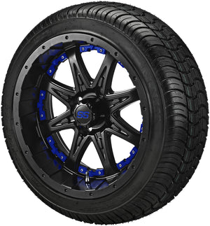 14" Revenge Matte Black Wheels & Tires Combo w/Colored Inserts
