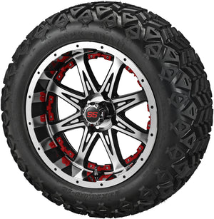 15" Revenge Black/Machined w/Colored Inserts on 23x10.00-15 Black Trail Tires Combo