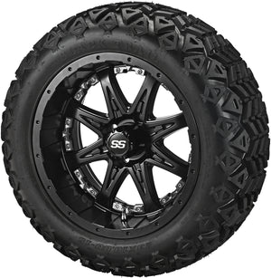 15" Revenge Matte Black w/ Colored Inserts on 23x10.00-15 Black Trail Tires Combo