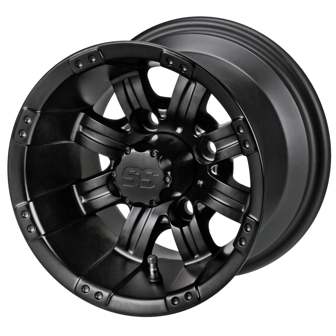 10" Casino Matte Black Golf Cart Wheel