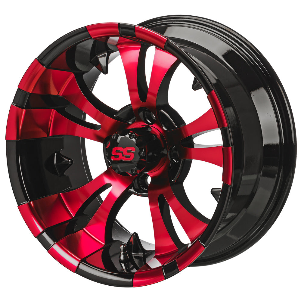 14" Warlock Black & Red Golf Cart Wheel