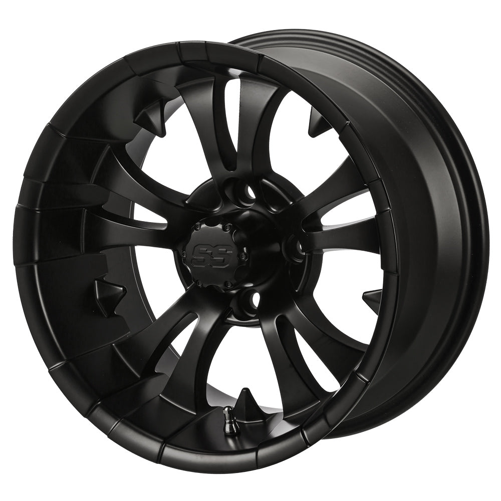 14" Warlock Matte Black Golf Cart Wheel