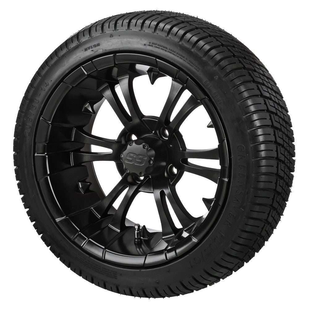 14" Warlock Matte Black Low Profile Tire & Wheel Combo