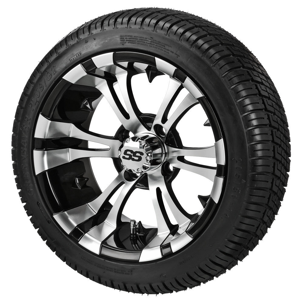 14" Warlock Black/Machined Low Profile Tire & Wheel Combo