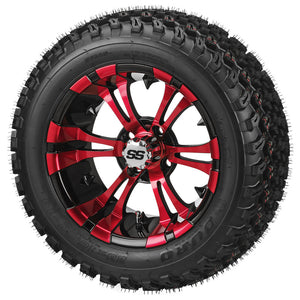 14" Warlock Black/Red Lifted Tire & Wheel Combo