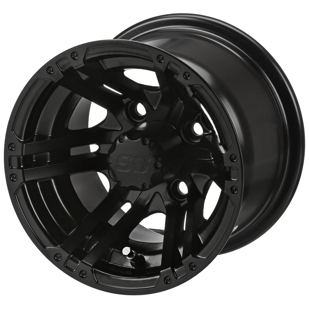 10" Yukon Matte Black Golf Cart Wheel